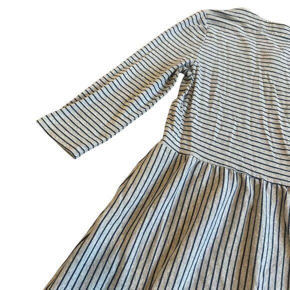 Boden Janie Stripe A-Line Dress Navy Grey Pockets 3/4 Sleeves Size 10L Women's - Picture 5 of 12